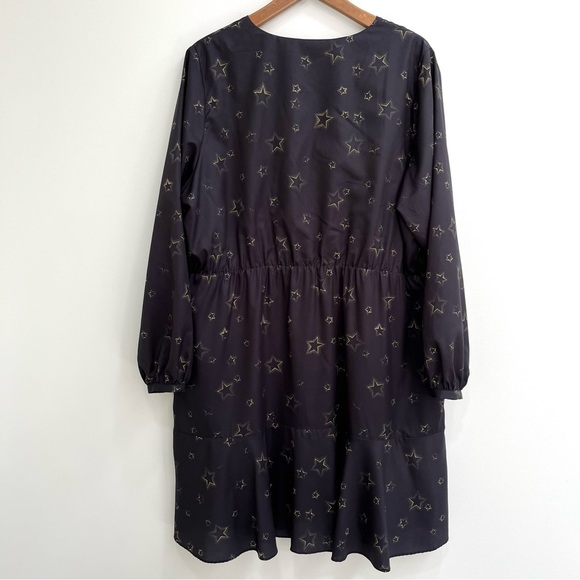Hutch Anthropologie Starry Night Fit and Flare Dress Long Sleeve Founce 2X - Picture 3 of 10